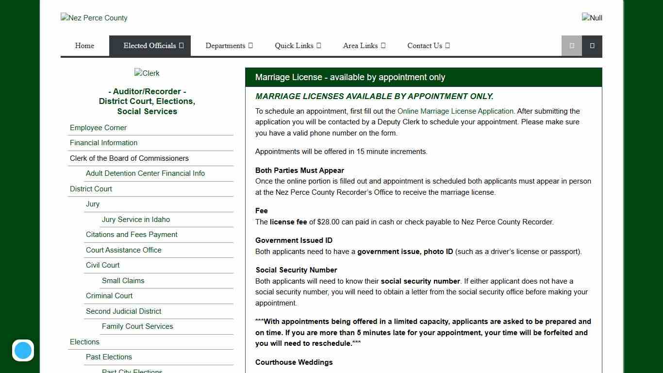 Marriage License, Nez Perce County Clerk Auditor Recorder