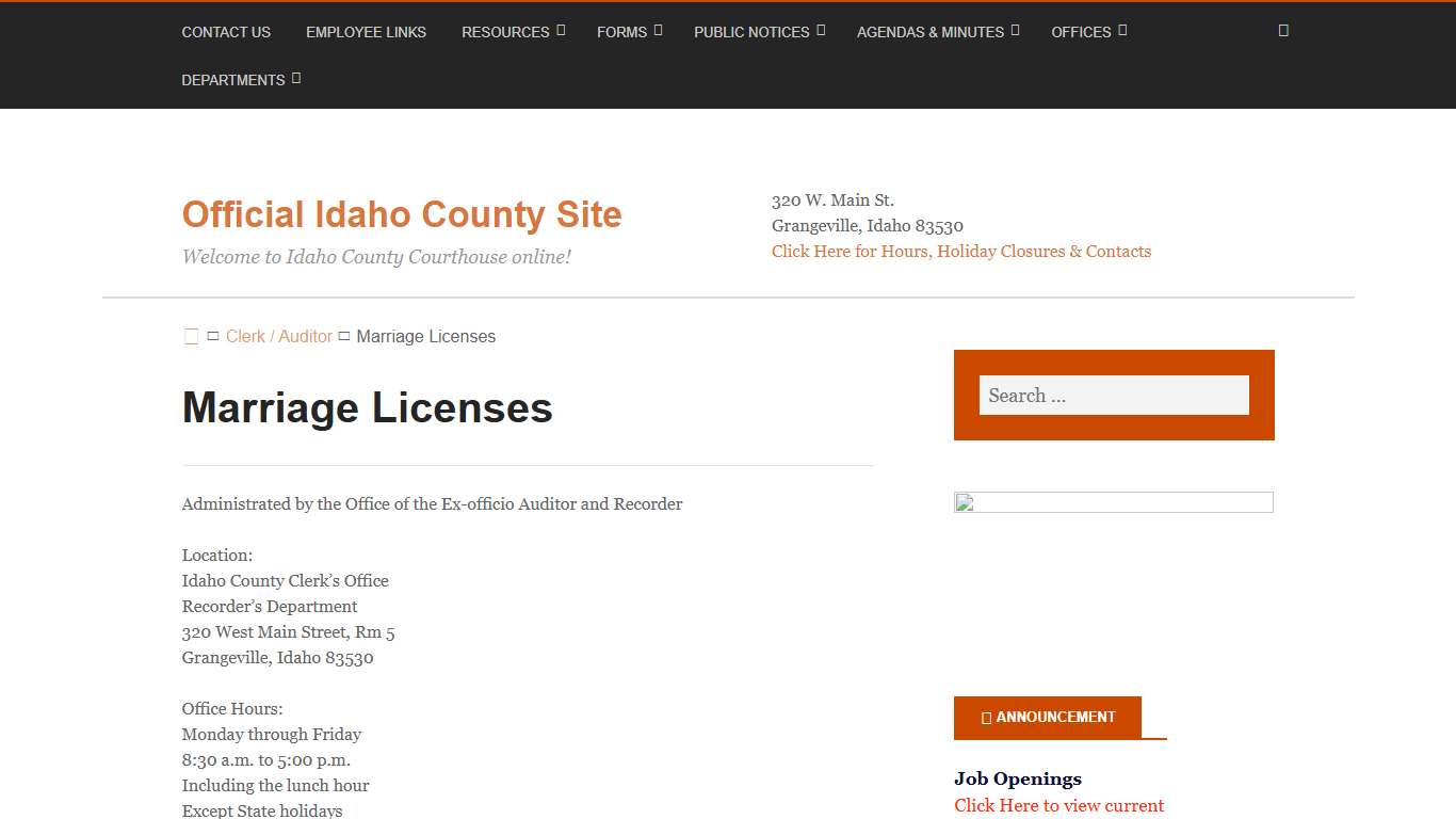 Marriage Licenses – Official Idaho County Site